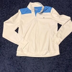 White and Blue Quarter-Zip Vineyard Vines Performance Pullover